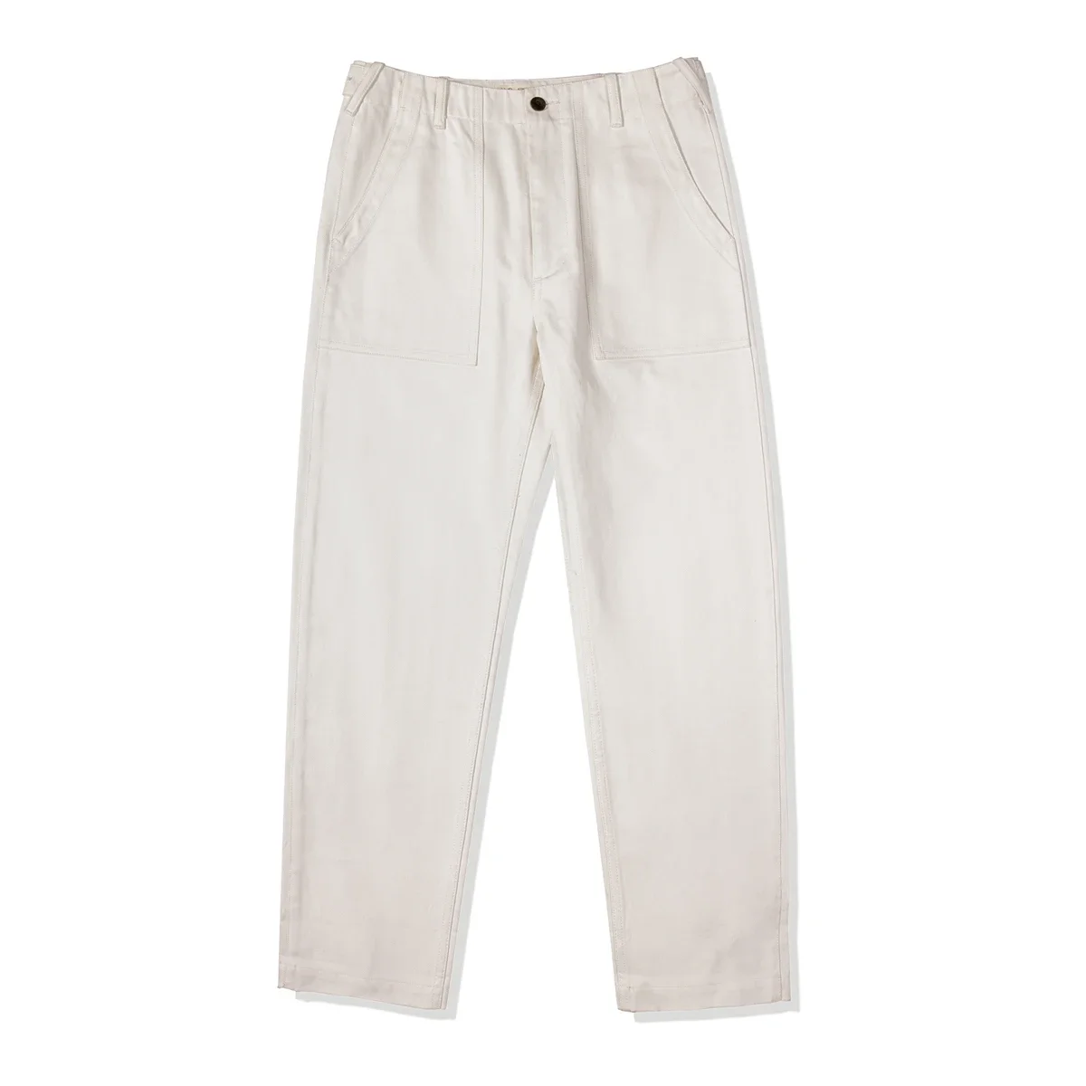 Red Tornado Herringbone Work Pants in White Straight Leg Vintage Deck Trousers