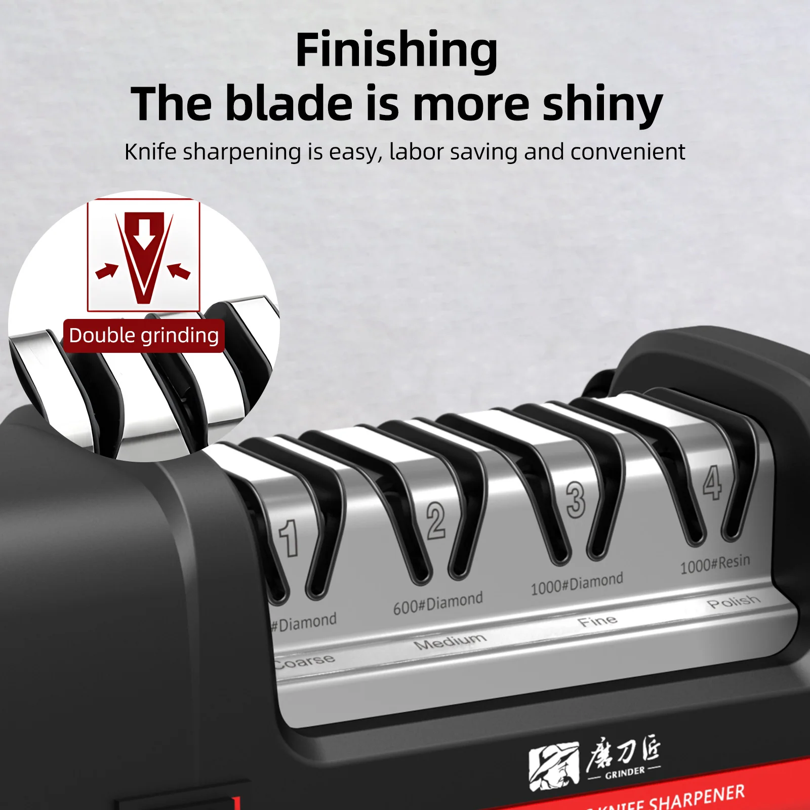 

TG2102 4 Stage Electric Knife Sharpener 20-Degree Grinding Edge Knife Sharpener for Kitchen Knives with Sharpening and Polishing