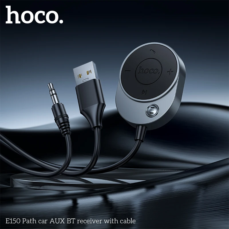 

HOCO E150 Auto AUX Bluetooth 5.4 Receiver With Cable Support Wired Control Calls 3.5mm Jack Dongle Cable Handfree Car Kit Audio