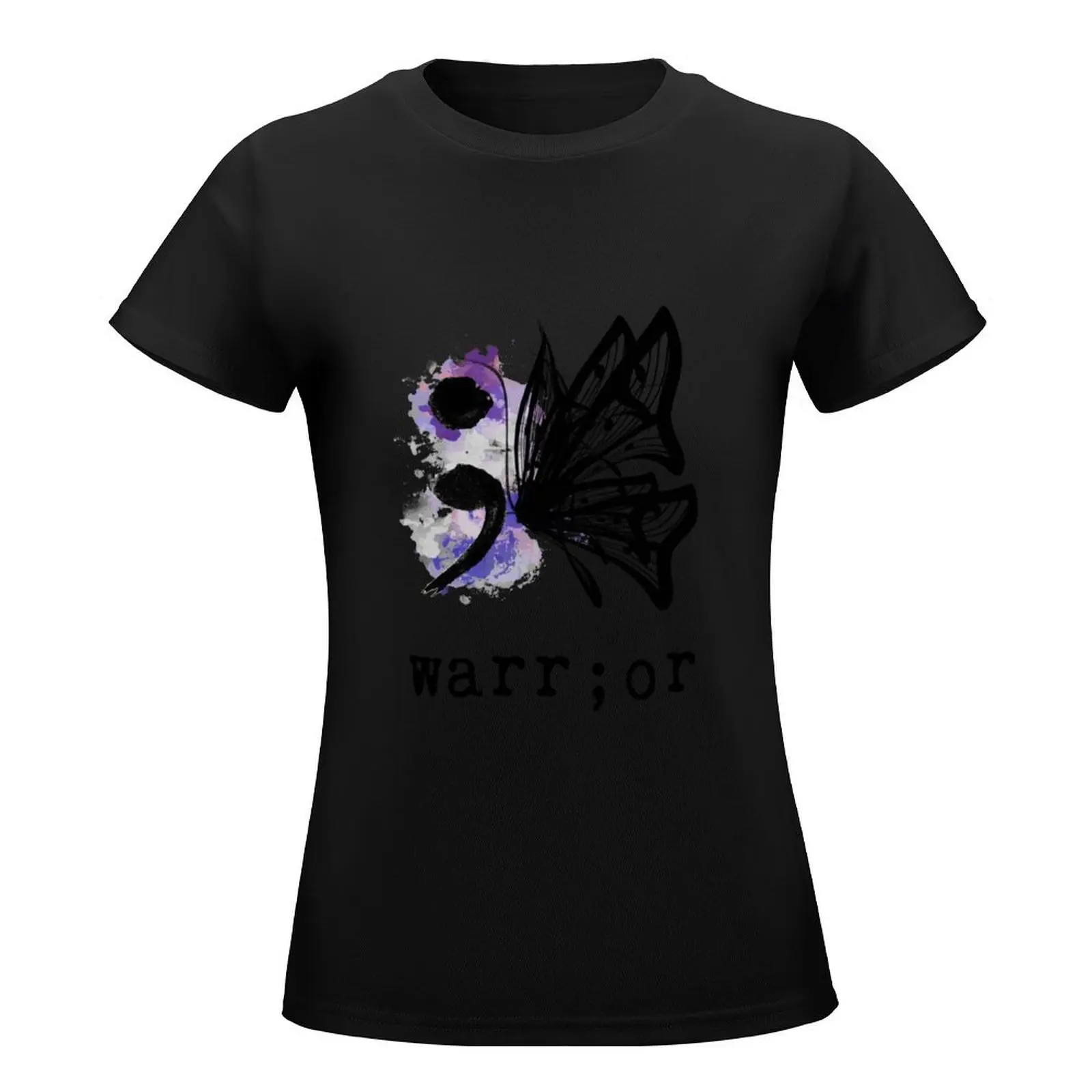 Semicolon Butterfly T-Shirt Aesthetic clothing summer tops graphics funny t shirts for Women