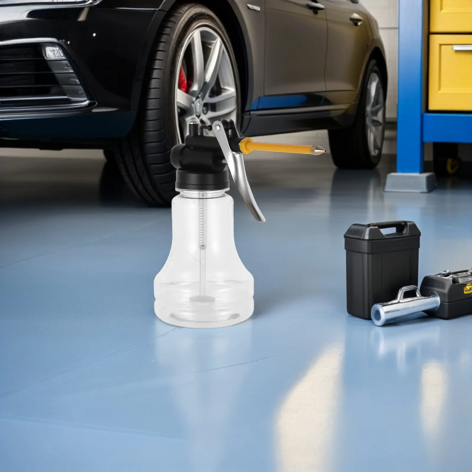 1Set 350Ml Oil Can Pump Oiler Core Metal Manual Machine Oiler Long Spout for Automotive Engine Motorcycle Lawn Mower Maintenance