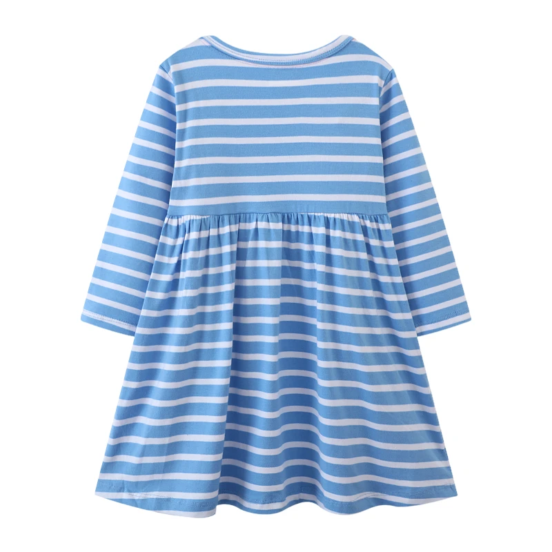TUONXYE Cotton Girls Striped Dress Cute Unicorn Floral Embroidery Long Sleeve Daily Casual Children Princess Dresses