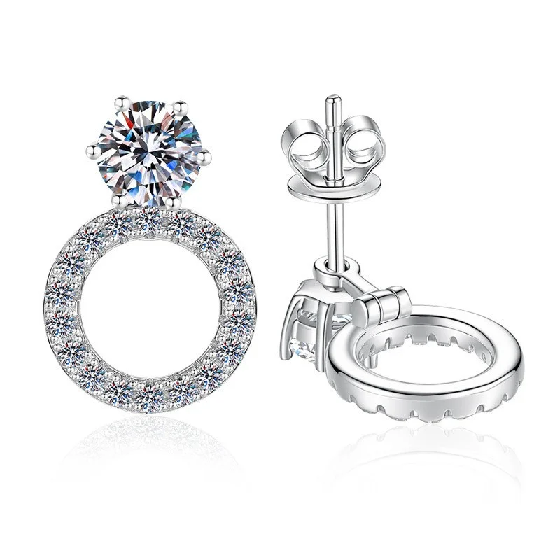 ES0010-ES0134 Lefei Fashion Trendy Classic Moissanite Design Match-all Round Earring For Women 925 Sterling Silver Party Jewelry