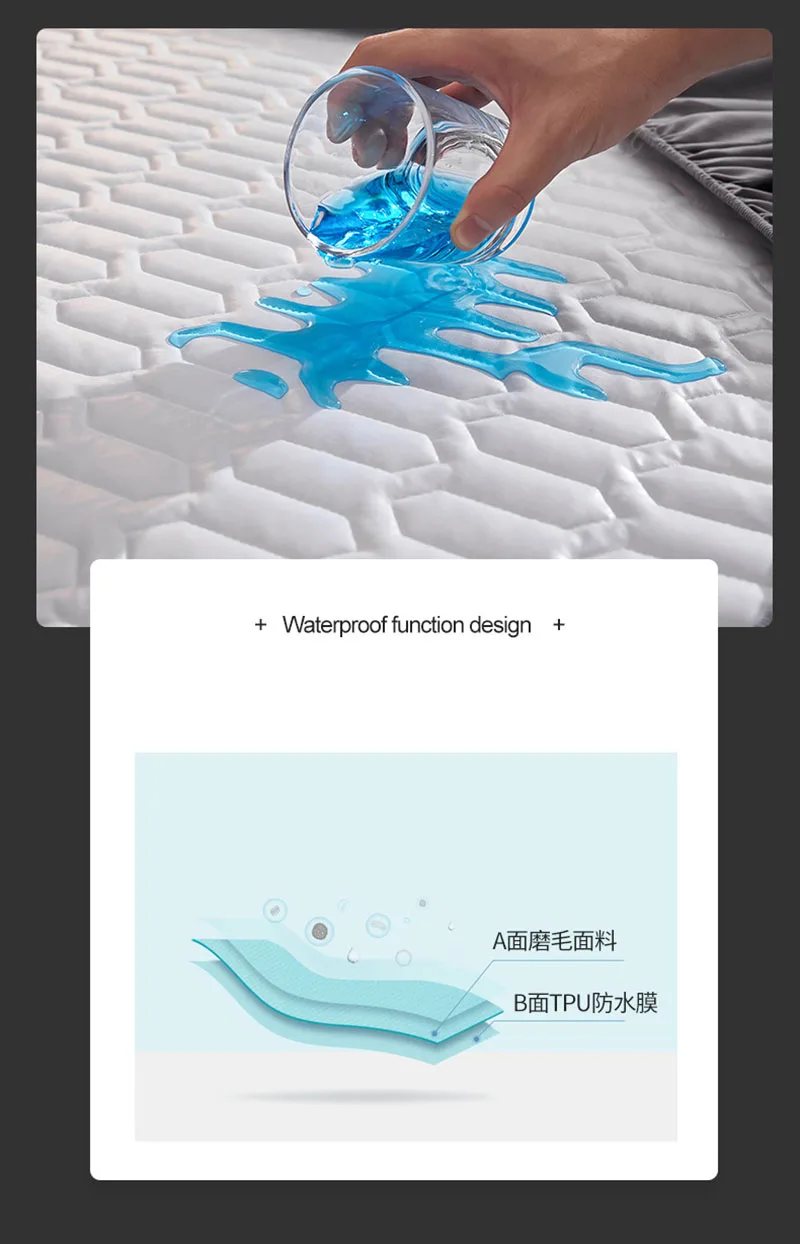 Cartoon Quilting Waterproof Fitted Sheet Cute Printed Padded Mattress Protector Skin-Friendly Non-Slip Mat with Elastic Band