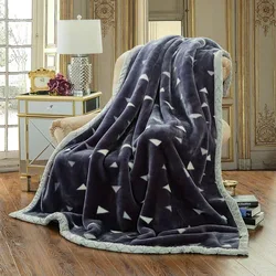 Winter Raschel Blankets Double Layers 150*200cm Soft Warm Thick Faux Fur Mink Throw Microfiber Plush Plaid Blankets