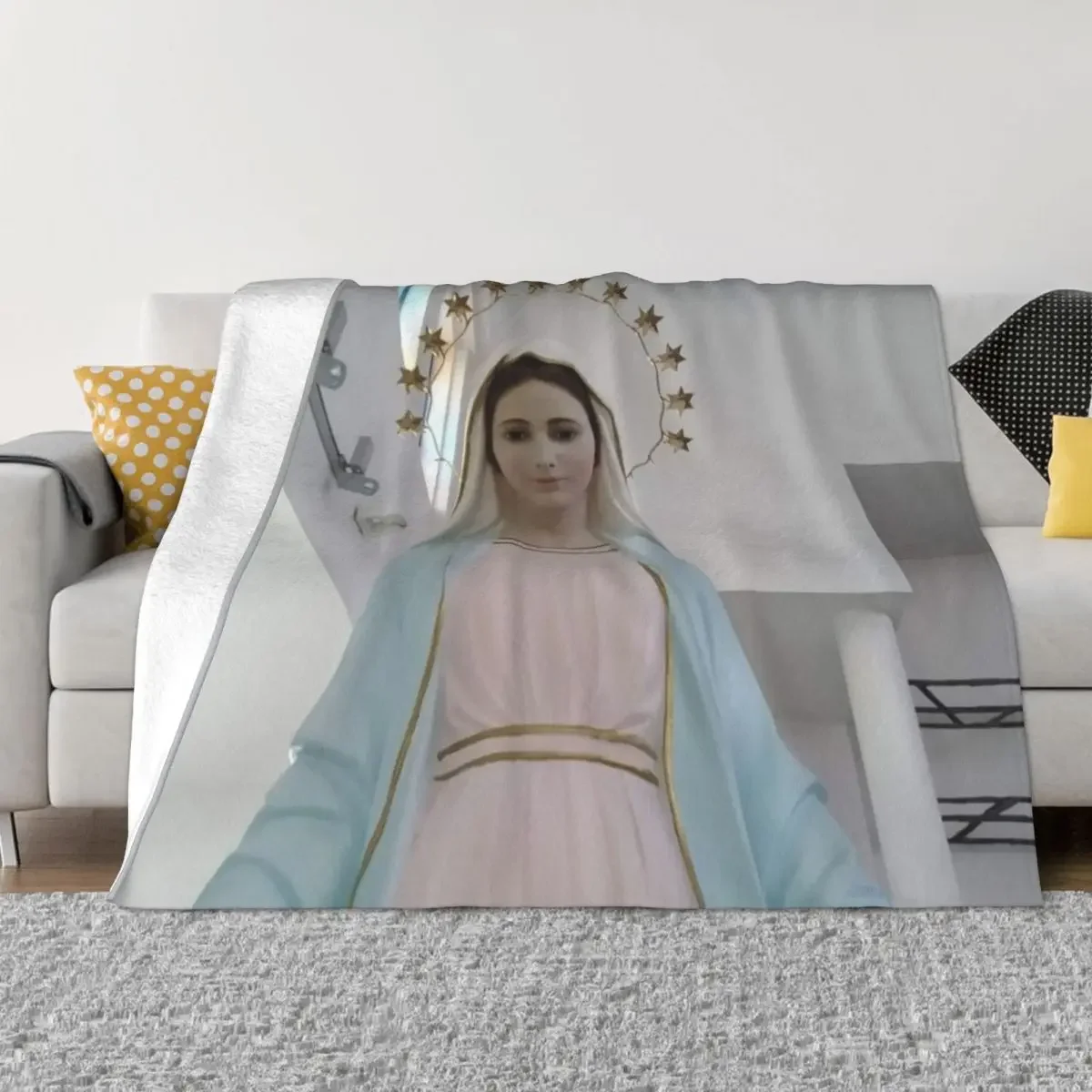 

Our Lady of Medjugorje poster,The Queen of Peace Virgin Mary Kraljica Mira Throw Blanket Luxury Blankets