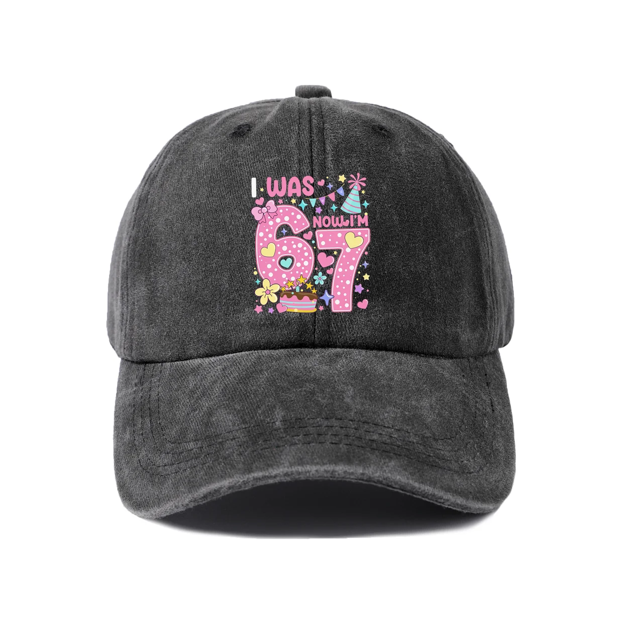 Pink Athletic Number Fifty Seven Vintage Washed Baseball Cap, Adjustable Unisex Dad Hat, Everyday Gift