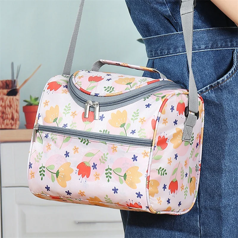 Large Capacity Square Thermal Lunch Bags Portable Zipper Cooler Bag Insulation Picnic Food Bento Bags Travel Bag for School Work