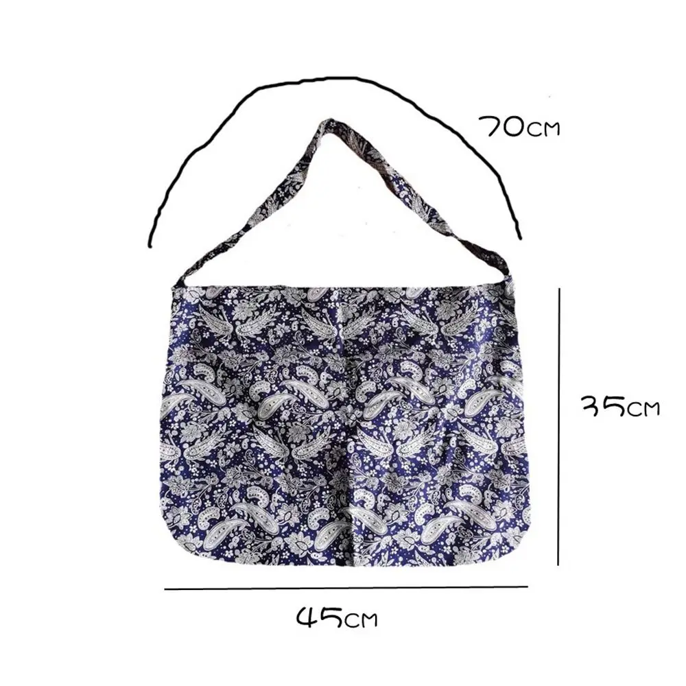 Portable Cotton Shopping Bag Bandanna Print Open Pocket Handbags Reusable High-capacity Books Bag Travel