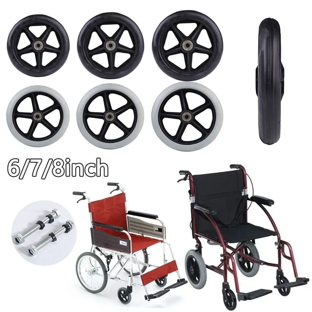 Durable Rubber Shopping Cart Wheels Anti Slip Replacement Travelling Trolley Caster 6/7/8Inch Wheelchair Front Castor