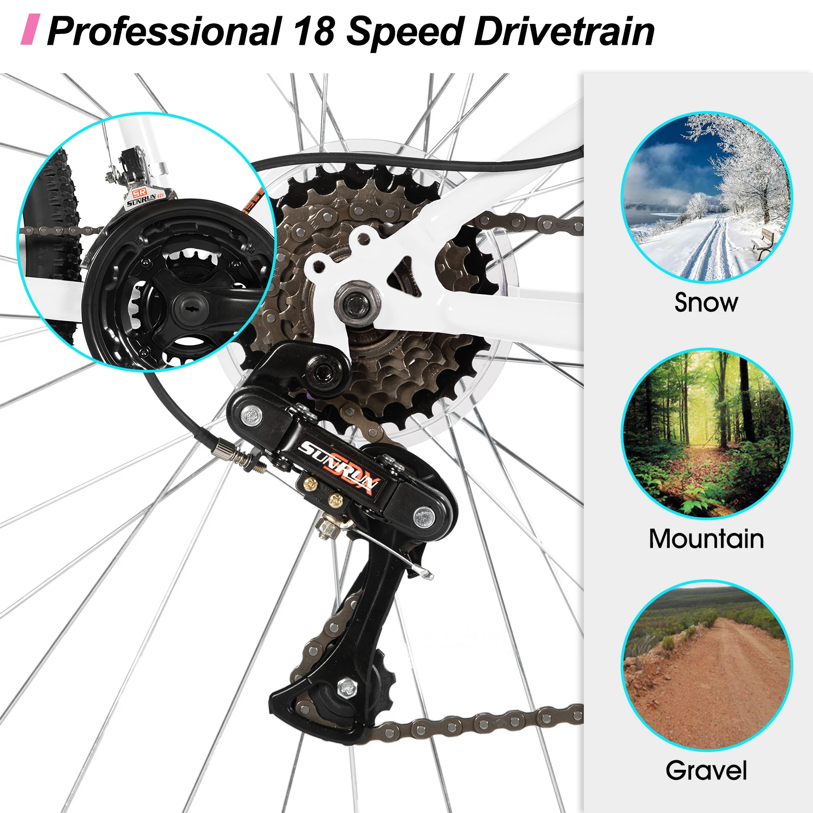 Mountain bike da donna Hiland da 26 pollici, cambio a 18 velocità, mountain bike con freni a V anteriori e posteriori, robusta mountain bike da donna