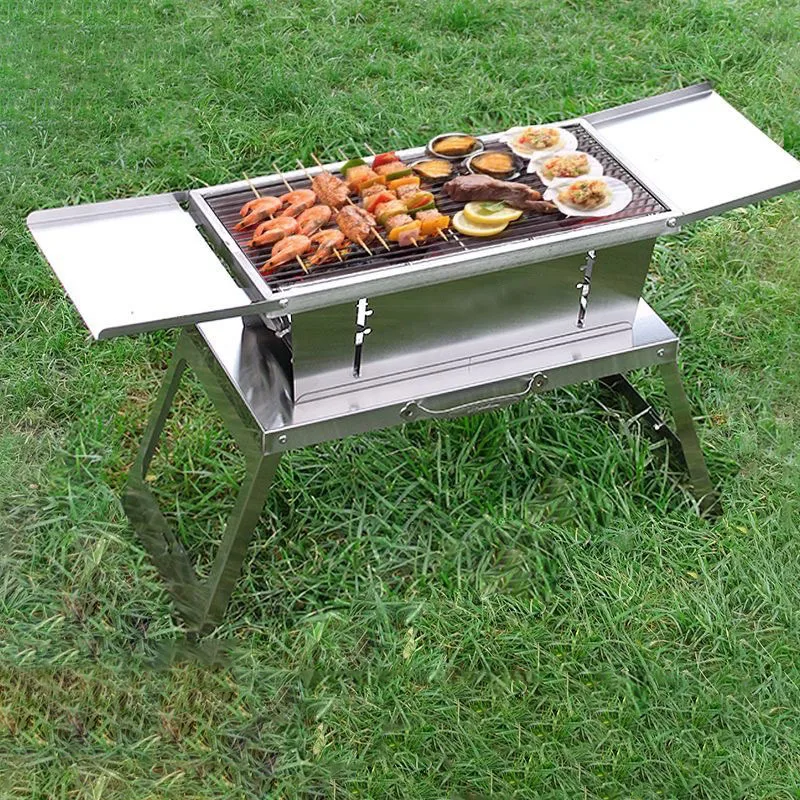 Barbecue Portable Folding Outdoor Camping Picnic Stainless Steel Removable Household Charcoal Firewood Barbecue Stove