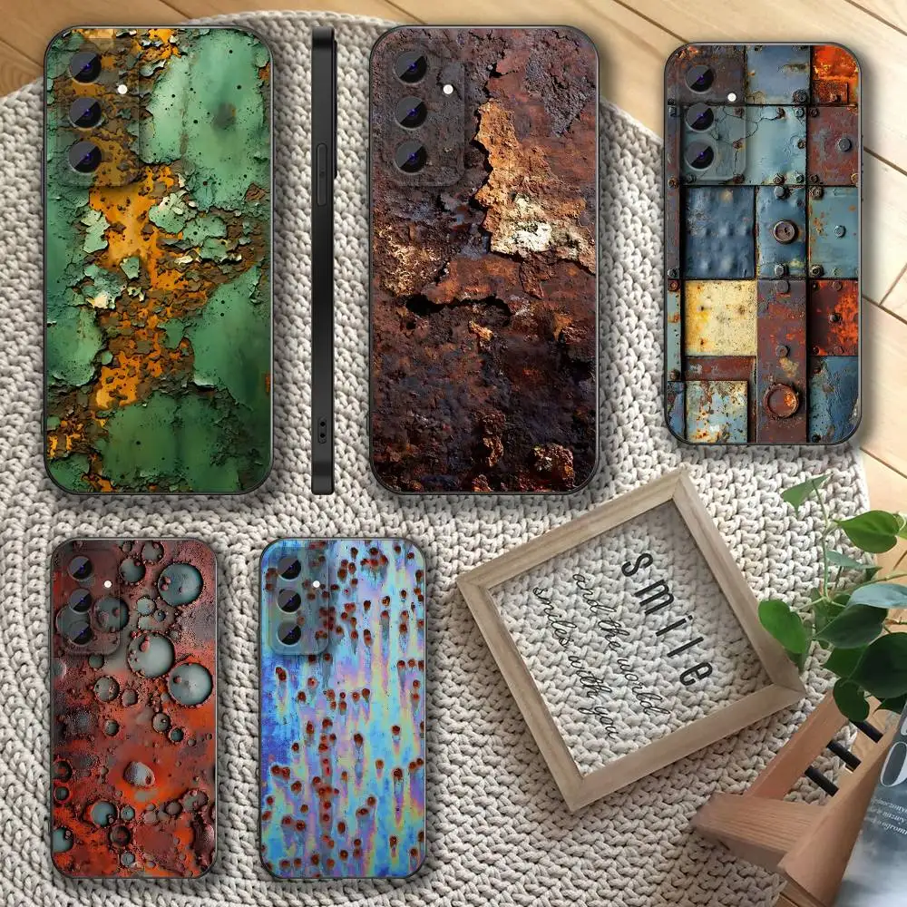 

Retro Industrial Style Rusty Phone Case For Samsung S 25,24,23,22,30,21,10,9,Ultra,Plus,Lite,FE,4,5 G Soft Black Case