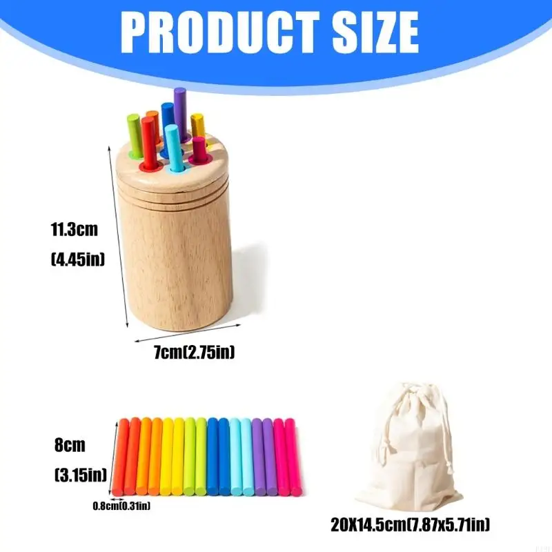 木製のバランススティック教育おもちゃの色ソーティングアクティビティファインモータースキル開発F19F用ナチュラルウッドビルディングブロック