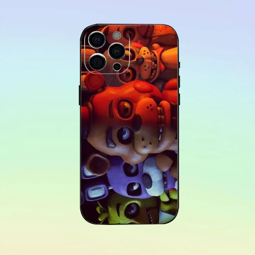 Funda de teléfono Five-Nights-At-Freddys F-Fnaf para iPhone17,16,15,14,13,12,11 Plus,Pro Max, funda negra suave