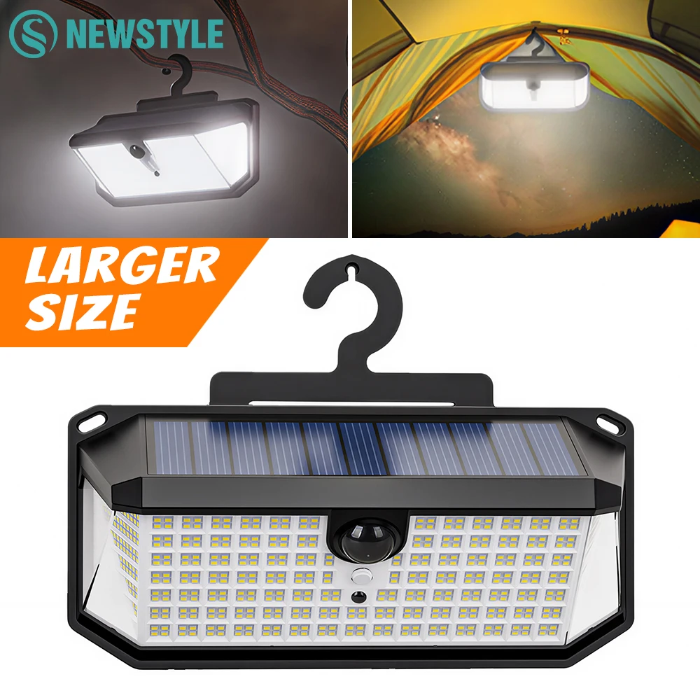 

Суперяркие солнечные уличные светильники безопасности 526 LED с датчиком движения PIR, прожекторы 1000 лм, кемпинговый светильник, настенный светильник для входной двери