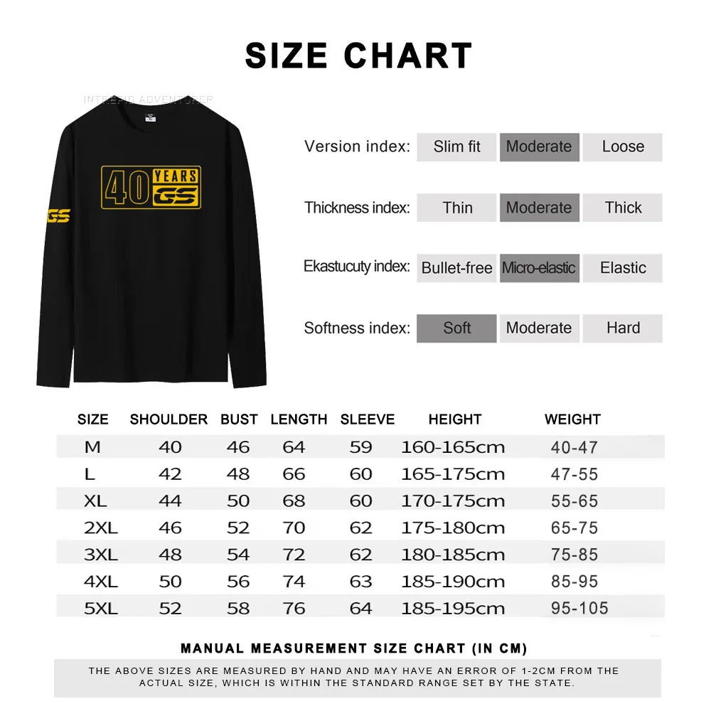 สำหรับ BMW R1200GS F750GS F850GS R1250GS F800GS ผจญภัย T เสื้อรถจักรยานยนต์ O-Neck 40ปี GS ใหม่เสื้อยืดแขนยาว T เสื้อ