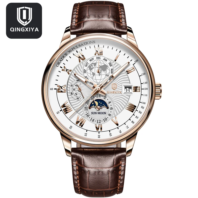 

QINGXIYA модные декоративные кварцевые часы с маленьким циферблатом для мужчин, кожаные водонепроницаемые светящиеся лучшие брендовые роскошные мужские часы Relogio