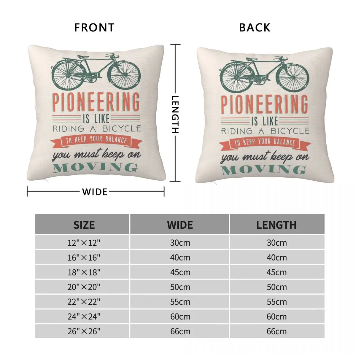 Pioneering Is Like Riding Bicycle Square Pillowcase Polyester Linen Velvet Printed Zip Decor Sofa Cushion Cover Wholesale 45x45