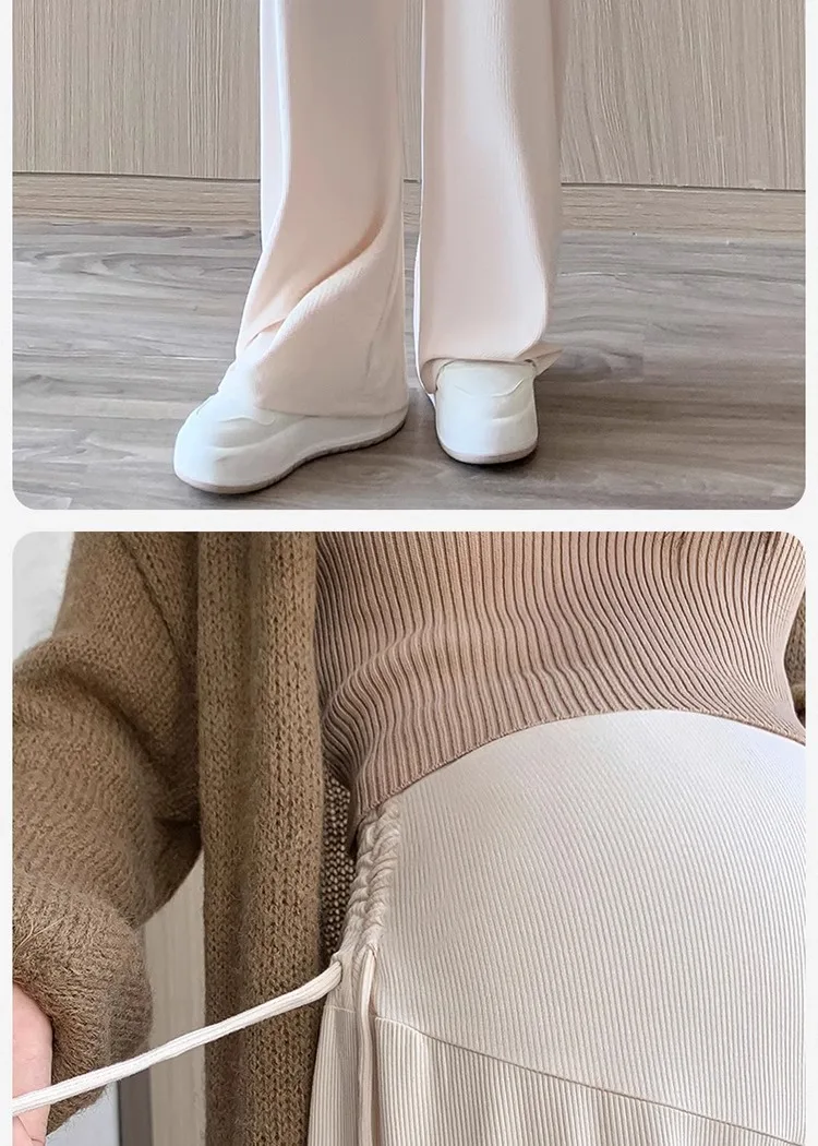 Umstandshose Frühling und Herbst Outdoor Wear Neue Sommer Petite Casual Kordelzug Gerade Hose mit weitem Bein Umstandsmode – Detail 14