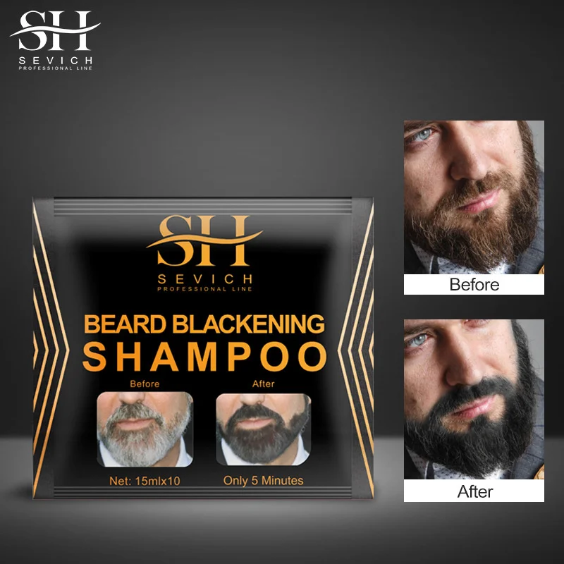 Instant Hair Dye Black Beard Shampoo For Men Natural Beard Coloring Temporary Blackening Moustache Shampoo Wash Convenient