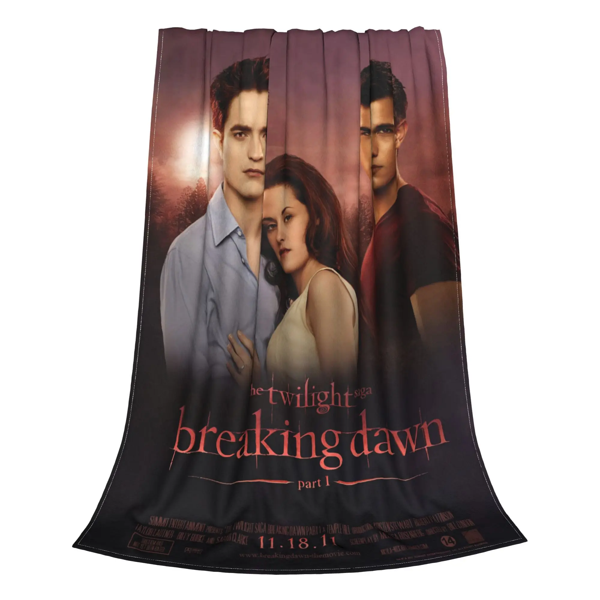 Edward Bella Jacob Black Blanket Cover Flannel The Twilight Saga Breaking Dawn Super Warm Throw Blanket for Sofa Couch Bed Rug