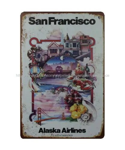 nostalgic  garage  San Francisco Alaska  metal tin sign