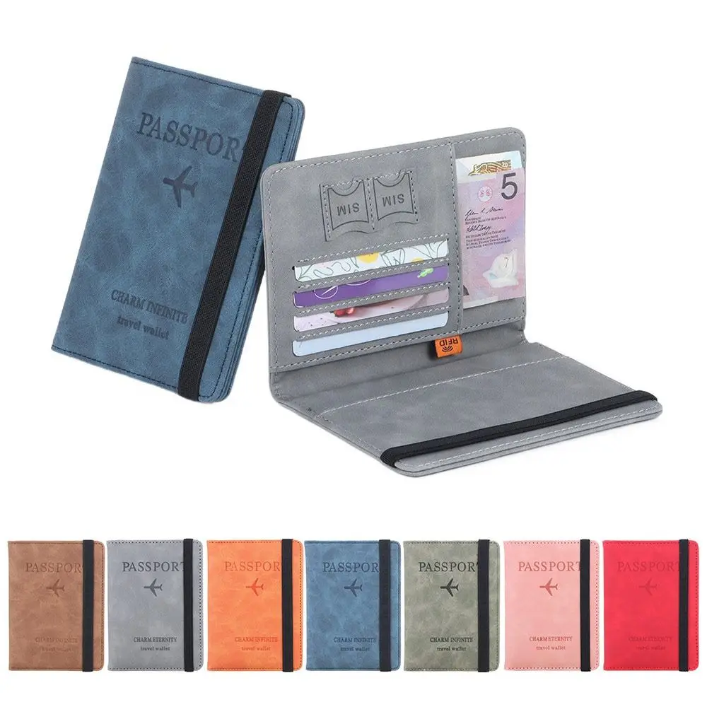 RFID Leather Passport Bag Wallet Multi-function Document Package Portable Travel Ultra-thin Passport Holder