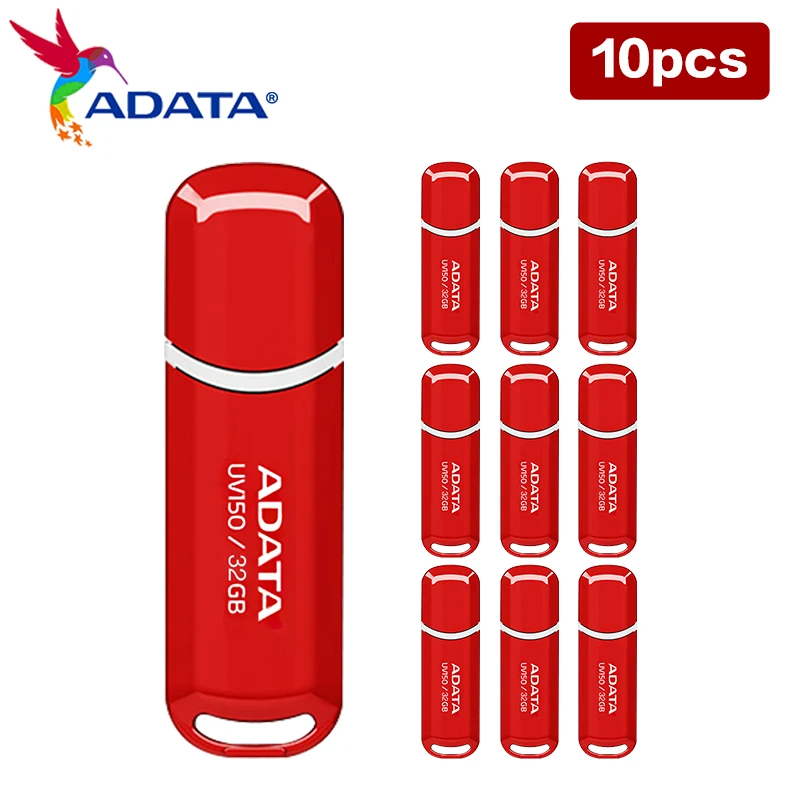 Imagem -05 - Adata-usb Memory Stick Uv150 Usb 3.2 32gb 64gb Pen Drive Vermelho 10 Peças Atacado