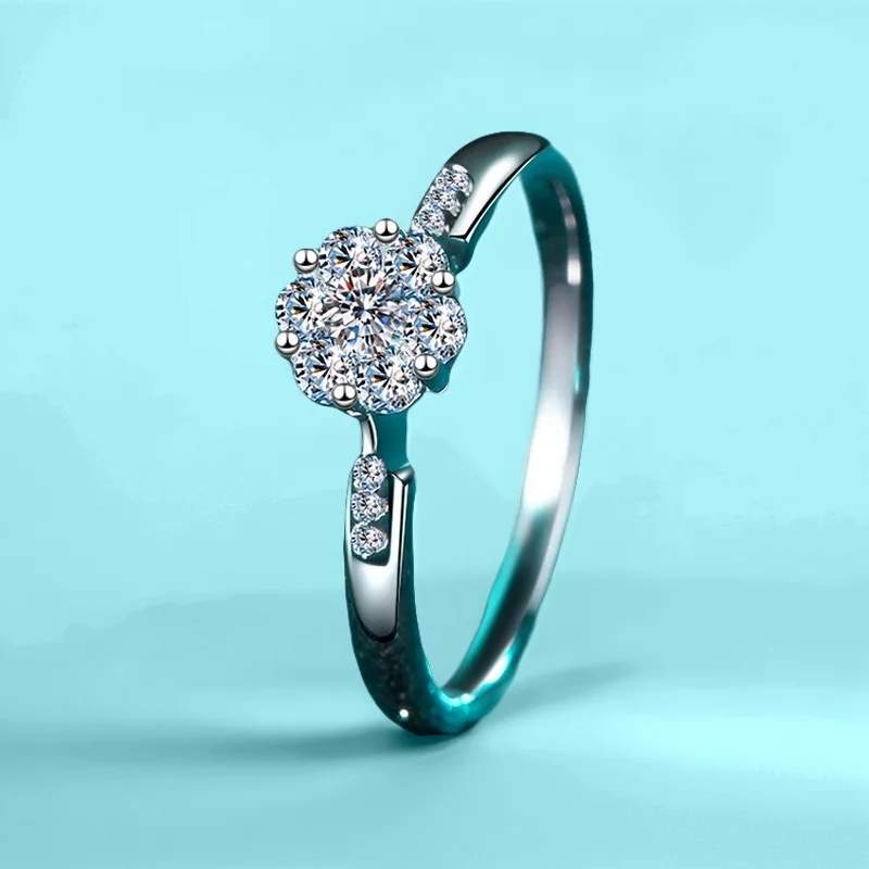 

0.24 Ct 925 Silver Six-Claw Moissanite Ring Platinum Plated Bridal Jewelry Bohemian Vintage Gra Certified Free Gift Box Women