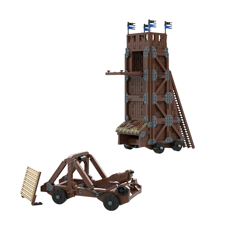 

DIY Medieval Siege Tower with Twist Catapult - MOC Building Blocks Series, Creative Assembly Toy Set, Ideal Holiday Gift for All