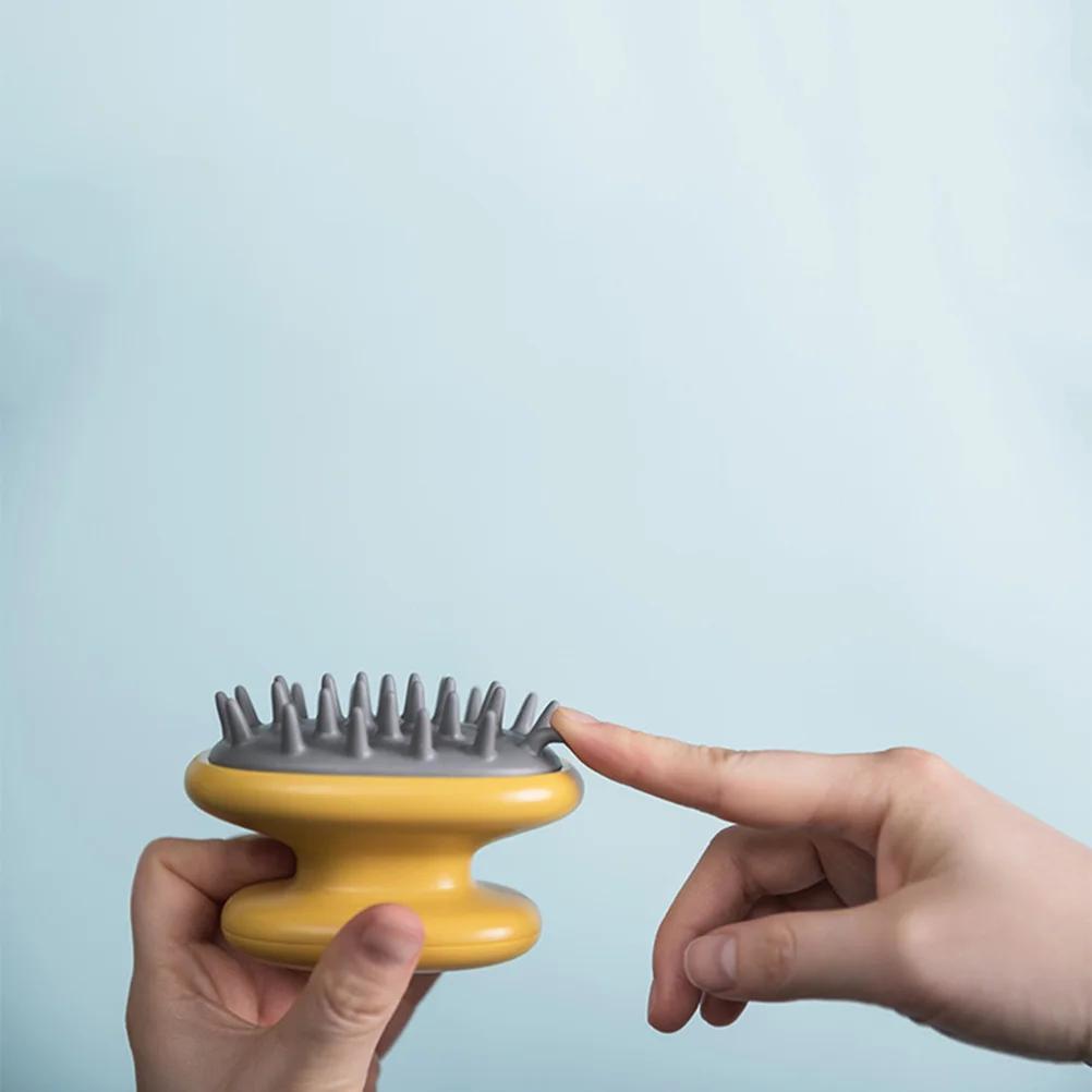 

Желтый силиконовый шампунь, массажная расческа, ручной массажер для кожи головы, глубокая очистка корней волос, прочный портативный инструмент для укладки волос