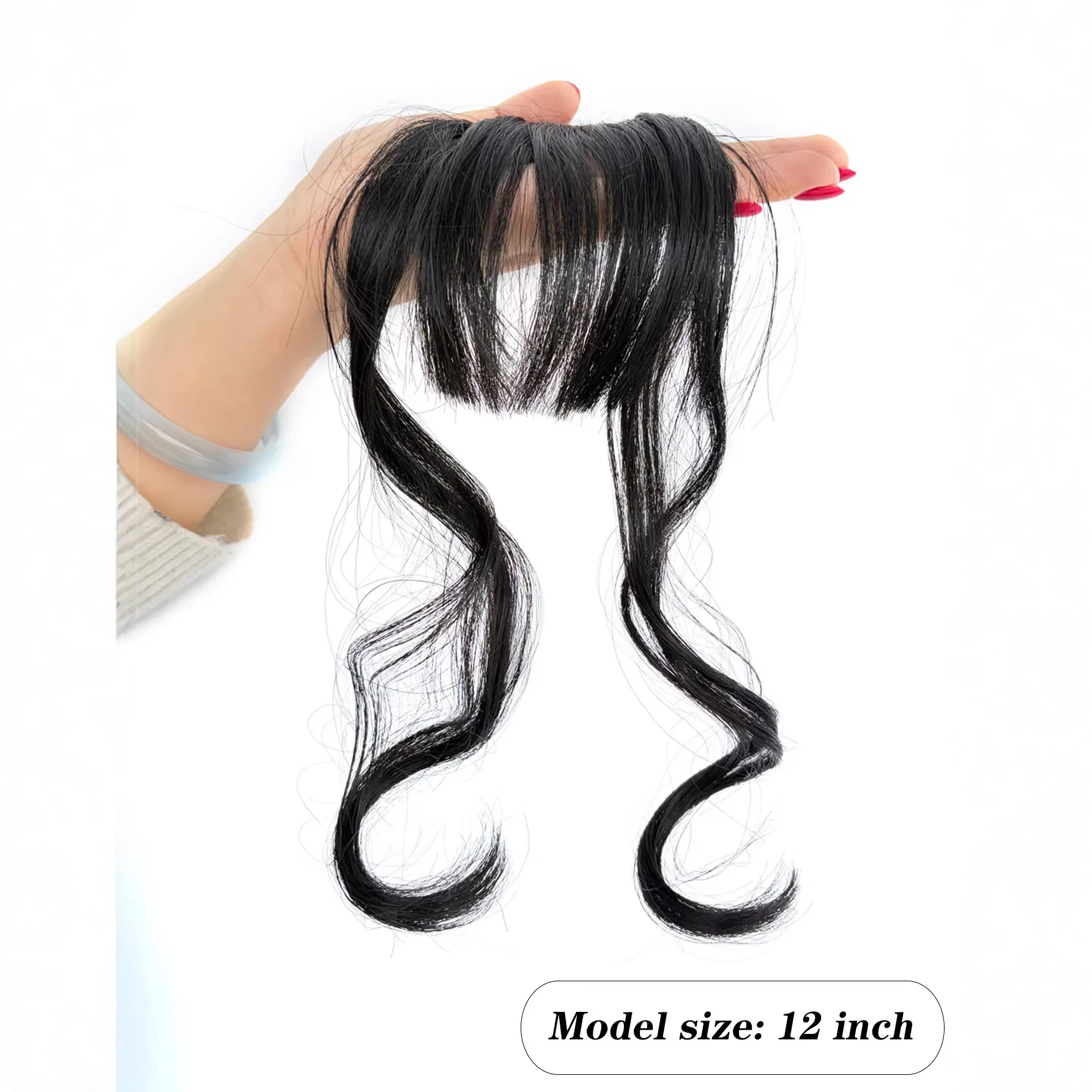 Natural Forehead Hairline Clip on Bangs Curl Air Bangs Synthetic Hairpiece Clip on Front Neat Bangs for Women