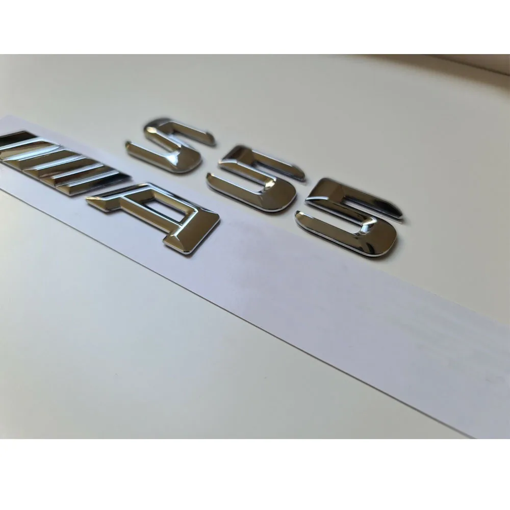 For Mercedes Benz S55 AMG Car Number Lettering Rear Trunk Emblem Styling Sticker Logo Flat Badge Auto Decorate Accessories