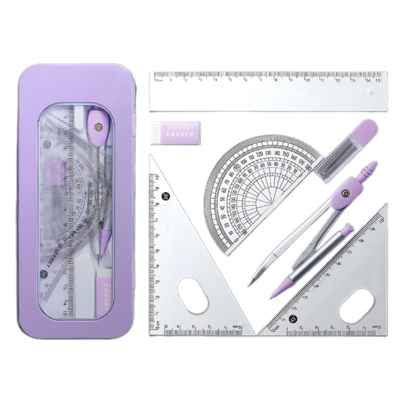 Geometry Dawing Tool Set with Set Square, Eraser, Math Protractor