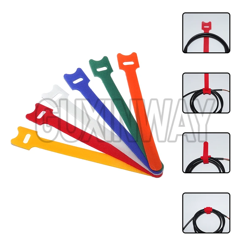 50pcs Reusable Hook and Loop Cable Ties Fastening Straps Multi-Purpose Wire Organizers for Computer/TV/Electronic Devices