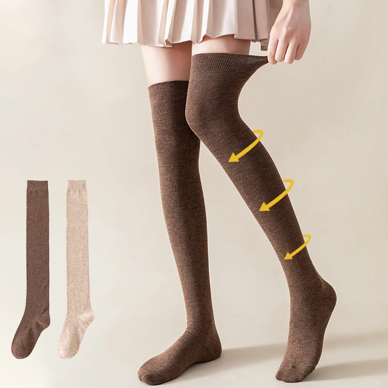 Calcetines largos hasta la rodilla para mujer, medias deportivas de micropresión, Color sólido, cómodas, adelgazantes, JK