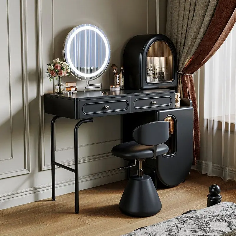 Dresser, storage cabinet, integrated large-capacity bedroom, antique black, high-end