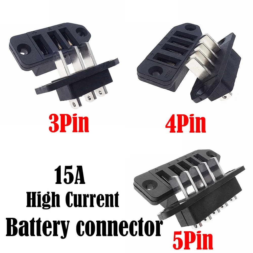High Current E-bike Lithium Battery Connector 3/4/5Pin Male Female Socket With Ear Hole Connector Cell Power Adapter