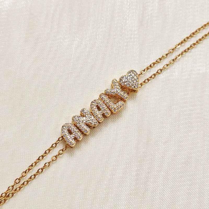 Gifts Jewelry Women's Customized Letter Date Personalized Crystal Letter Bracelet Gifts Women - Image 2