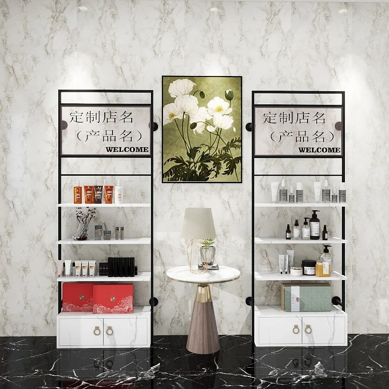 Cosmetics display stand Beauty salon display cabinet Wall-mounted nail polish glue Multi-layer product shelf Display cabinet