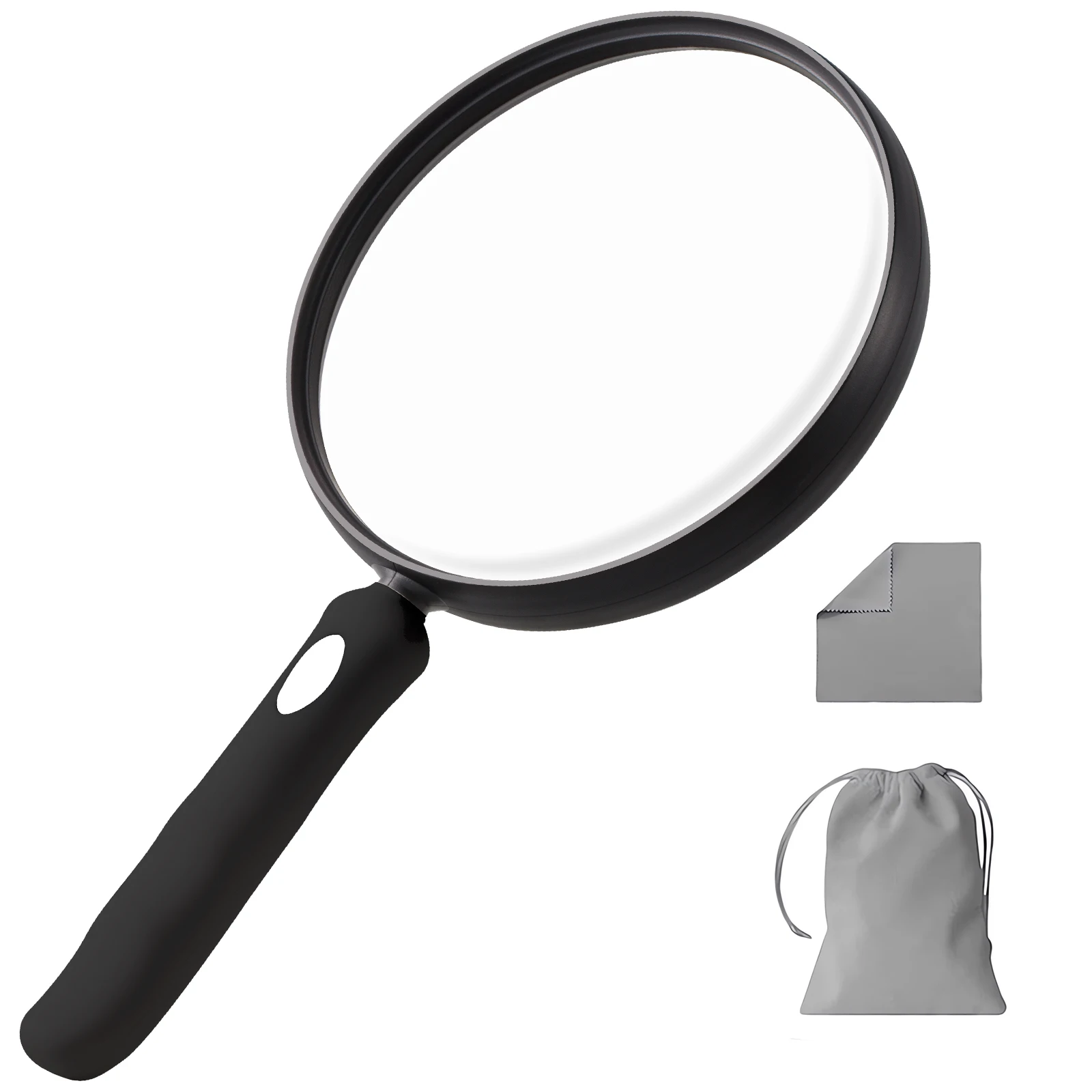 

Large Magnifying Glass, 10X Rubber Handheld Magnifier for Seniors Kids Reading Exploration, Shatterproof Lupa Magnify Glass Lens