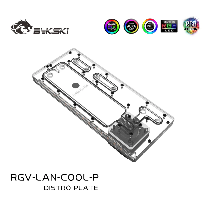 BYKSKI Akrilik Plat/Papan Distro Digunakan untuk Casing Komputer LIANLI LanCool II untuk CPU dan Blok GPU/Pompa Combo DDC Sinkronisasi Lampu RGB