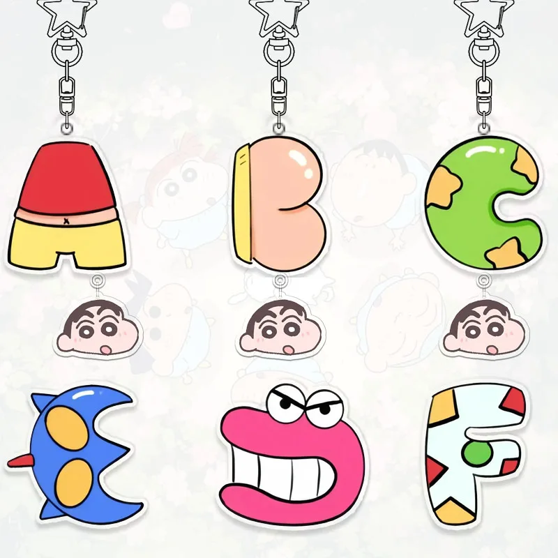 

Карандаш Шин-тян акриловый брелок с буквами и звездами 리ら مسんות 머 Nabi Kawaii Student Изысканные аксессуары Упаковка Украшение Мультяшный брелок