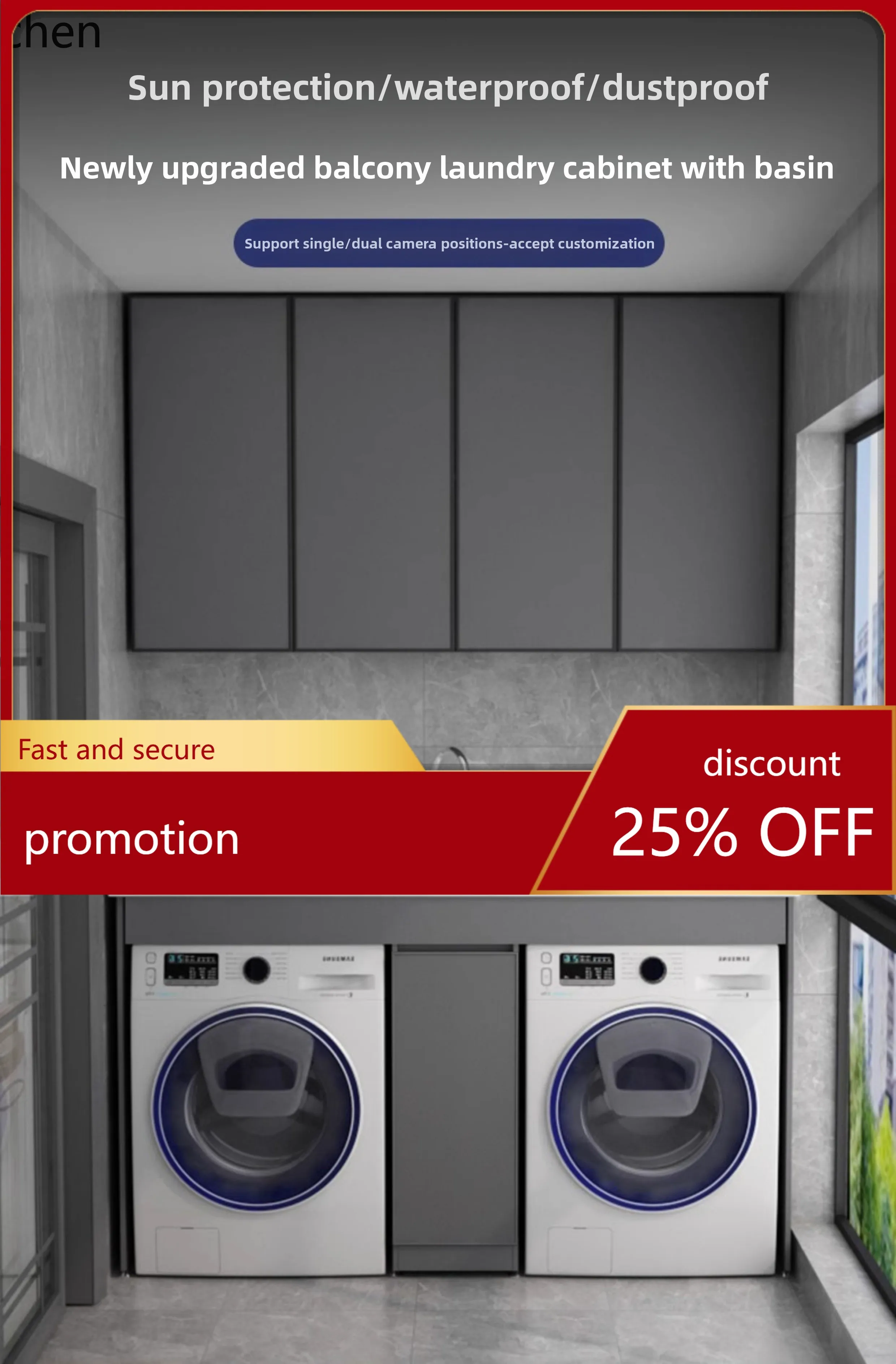 HT two-position laundry cabinet dryer combination with rubbing board laundry pool roller protective cover space aluminum