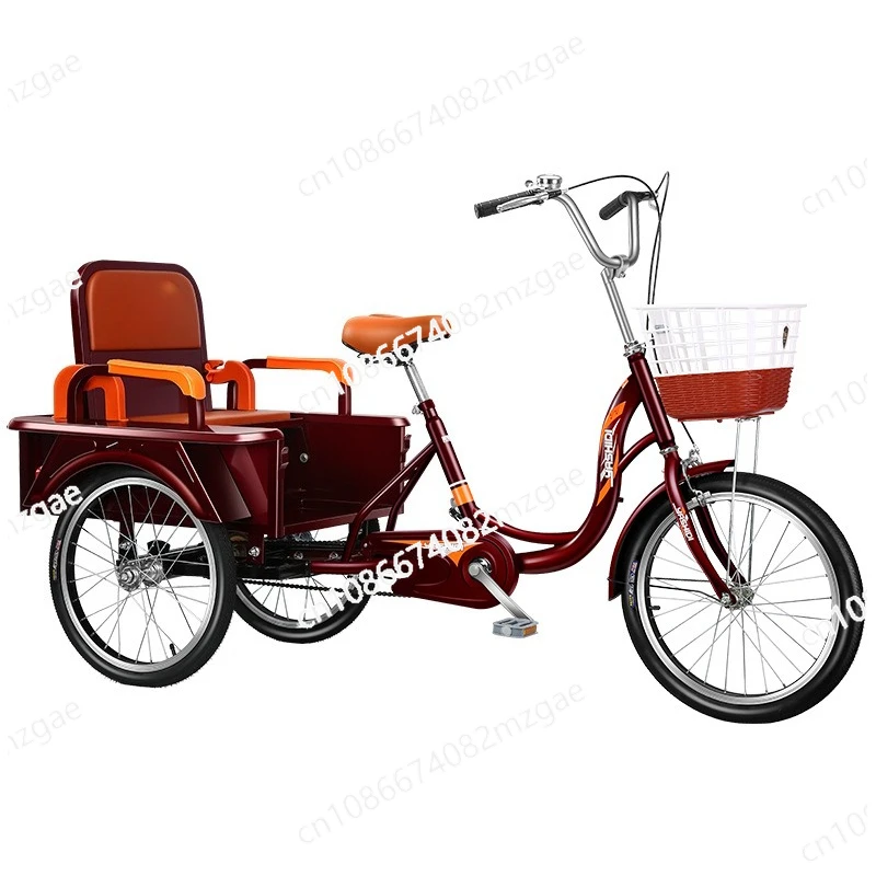 New elegant double pedal bicycle, three wheeled rickshaw for elderly commuting, foot pedaling for adult tricycles