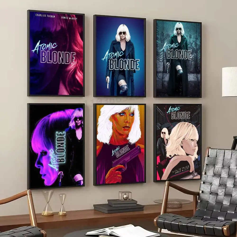 Movie A-Atomic Blonde Posters Living Room Bar Cafe Quality Canvas Vintage Style Comics Painting Art Home Wall Decor Picture