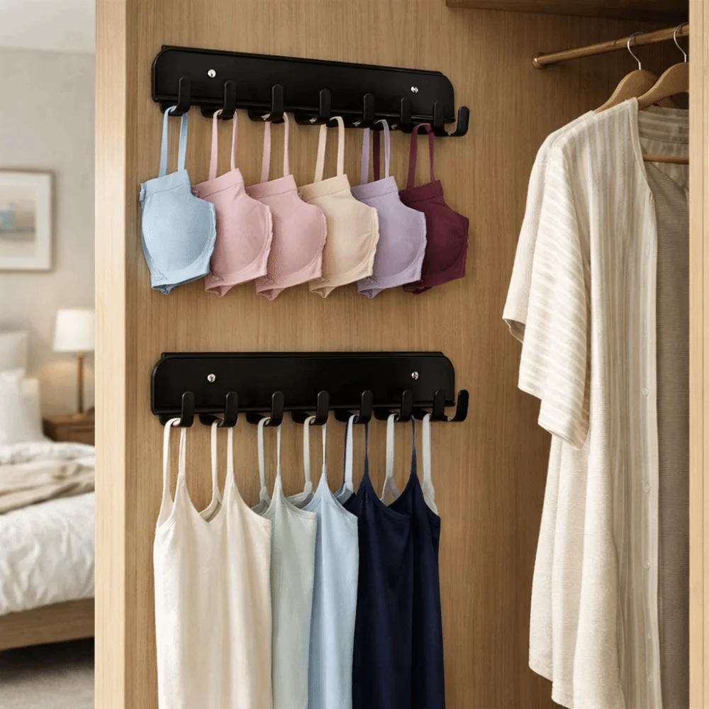 

Pull-out Retractable Hanger Space Saving Wall-mounted Sling Vest Storage Rack with Clips Underwear Storage Hanger Belts