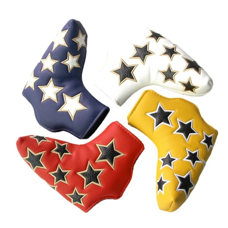 

PU Leather Golf Headcover Protective Cover Star Pattern Rod Head Cases Waterproofs Golf Iron Head Cover Golf Accessory