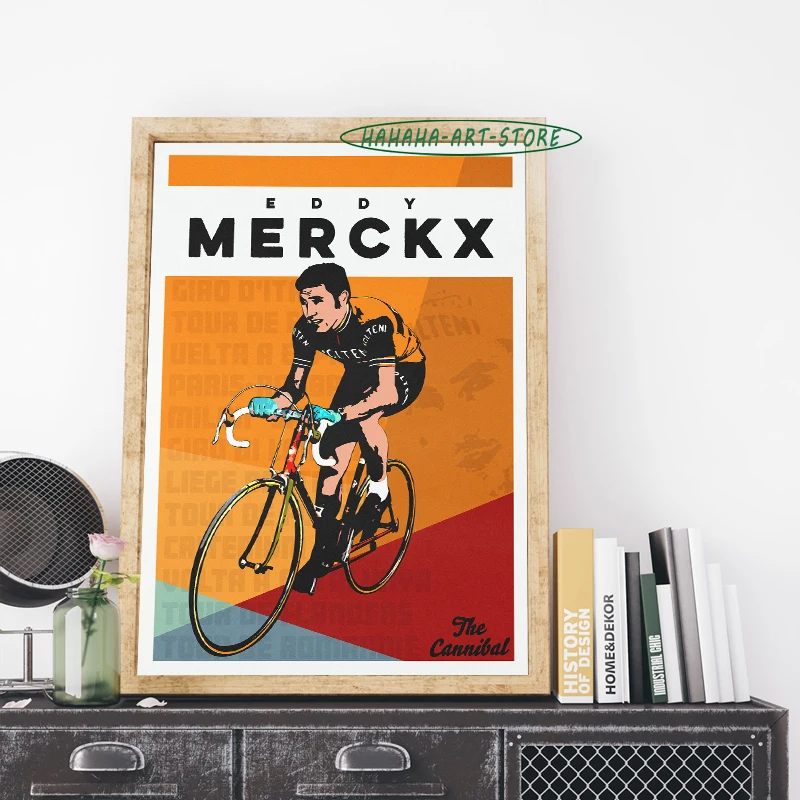 Cycling Art Poster Print Canvas Poster Bernard Hinault Eddy Merckx Fausto Coppi Beryl Burton Marco Pantani Biker Wall Decoration